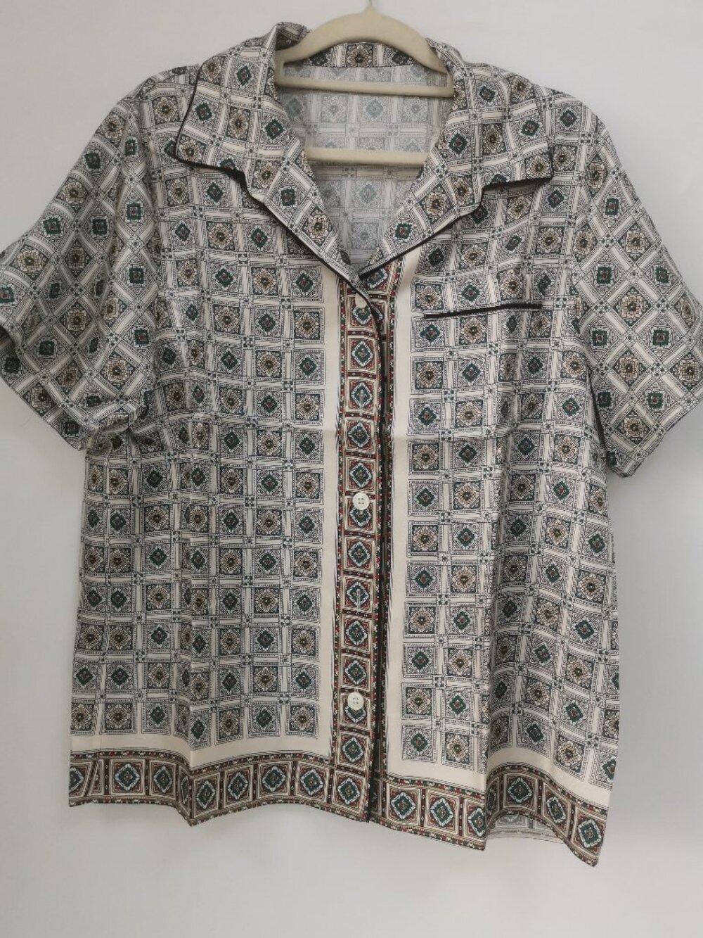Loro Piana Women’s Silk Blouse Shirt Old Money Style Vintage Print Loose